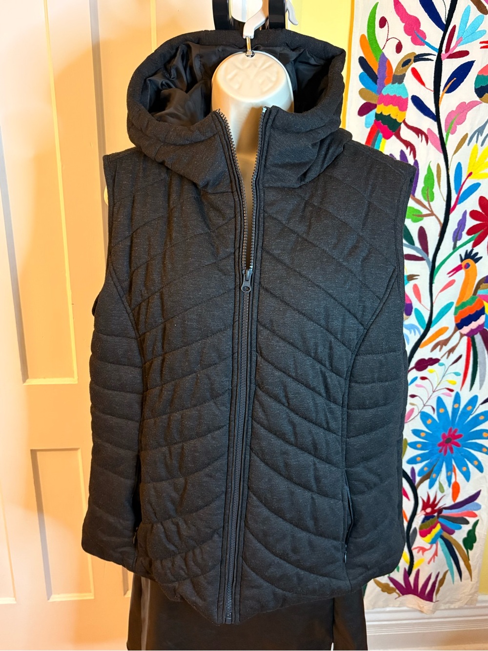 Chico's Black Quilted Hooded Vest